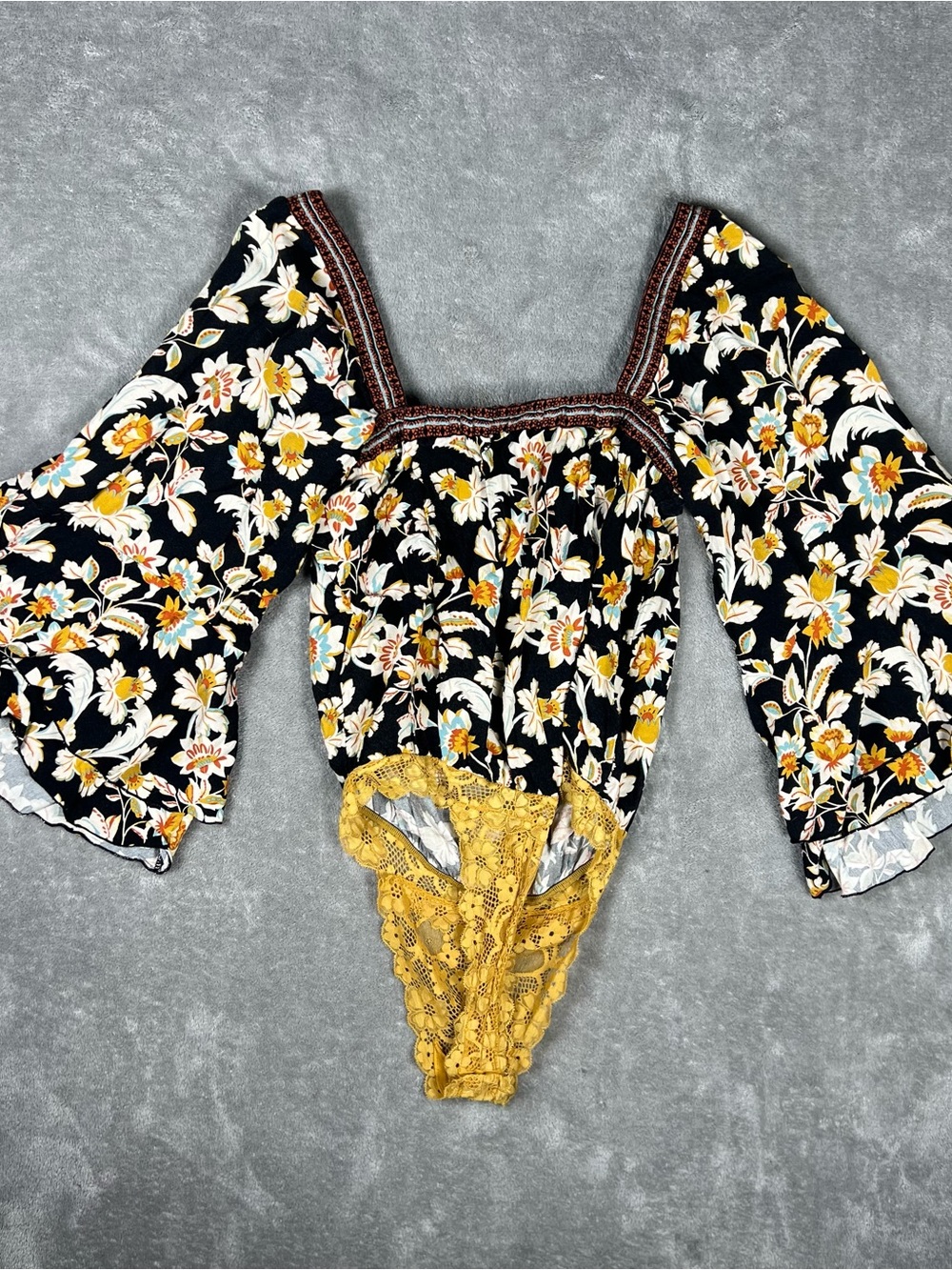 Free People Bodysuit Womens Small Intimately FP Blooming Borders Lace Floral - Picture 4 of 9